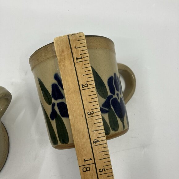 Monroe Salt Works Pottery Mugs Iris Handmade Art Studio Pottery Coffee Cup 4" - Picture 9 of 12